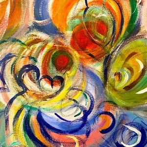 Original artwork. Signed by artist. Abstract oil & acrylic painting on canvas